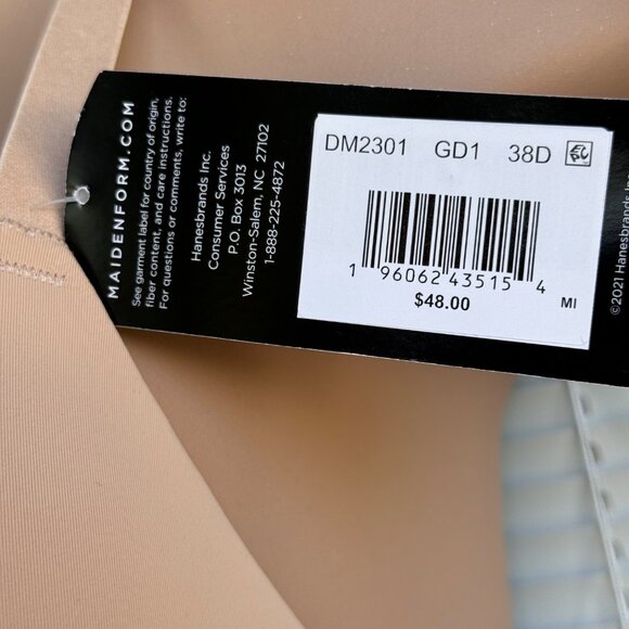 Maidenform Wireless Bra 38D Smartzone Cups Convertible Straps DM2301 Nude Color - Picture 9 of 14